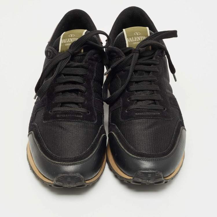 Pre Owned Valentino Tricolor Leather and Mesh Rockrunner Sneakers Size 42