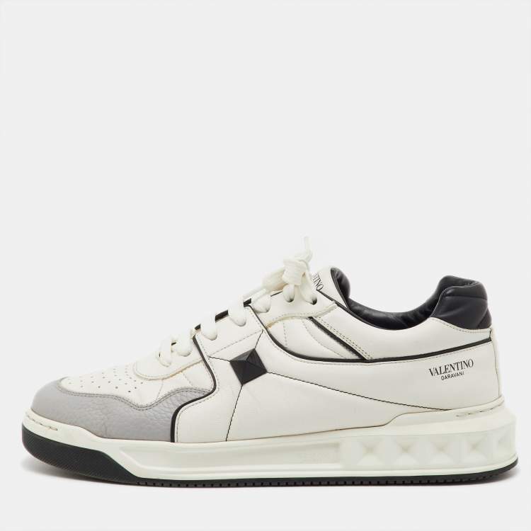 Pre Owned Valentino Tri Color Leather One Stud Low Top Sneakers Size 44