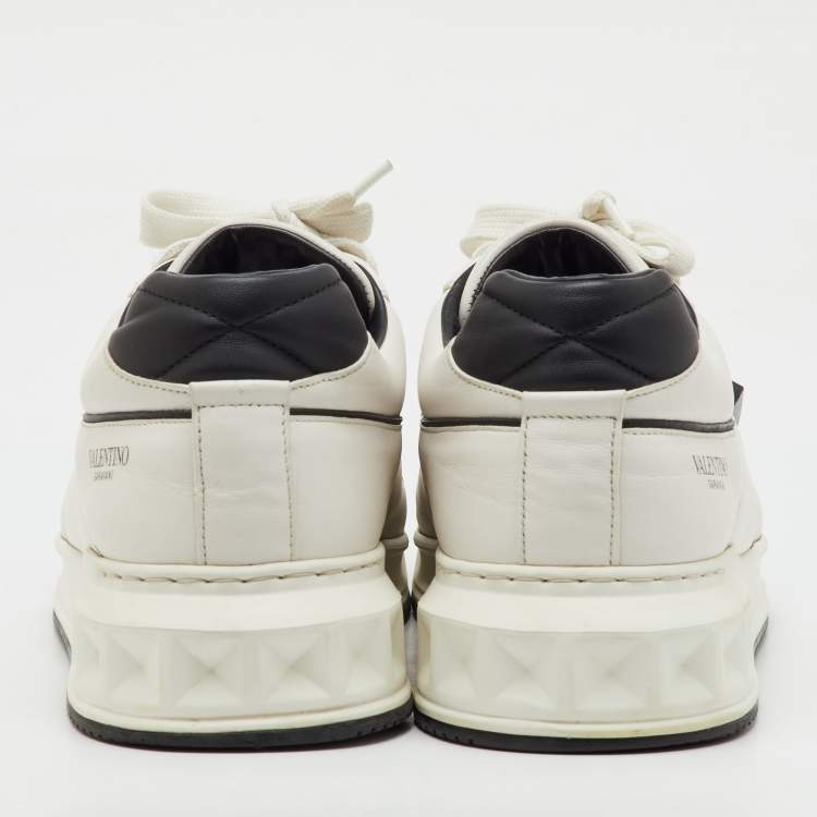 Pre Owned Valentino Tri Color Leather One Stud Low Top Sneakers Size 44