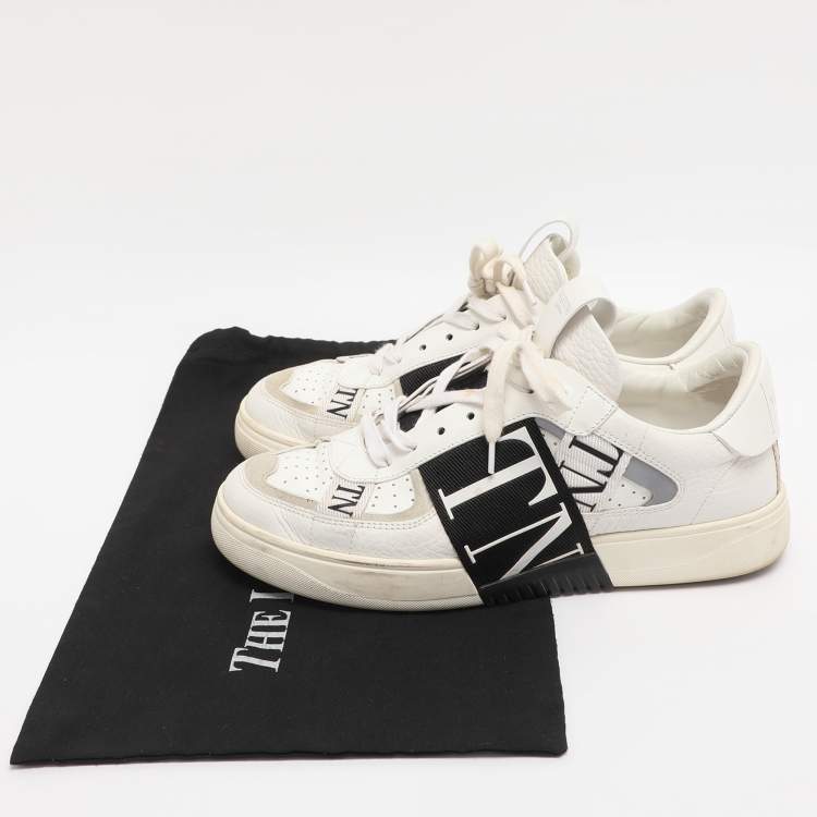 Pre Owned Valentino White Leather VLTN Low Top Sneakers Size 40