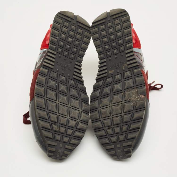 Pre Owned Valentino Multicolor Canvas and Suede Rockrunner Lace Up Sneakers Size 42