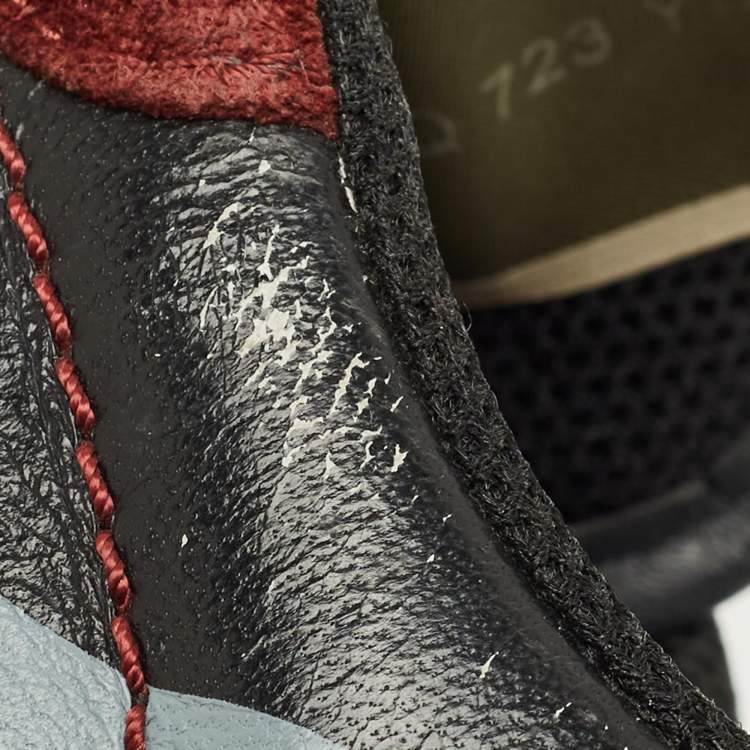 Pre Owned Valentino Multicolor Canvas and Suede Rockrunner Lace Up Sneakers Size 42