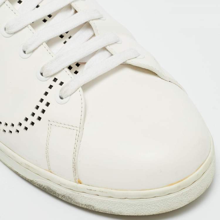 Pre Owned Valentino White Leather Backnet Lace Up Sneakers Size 46