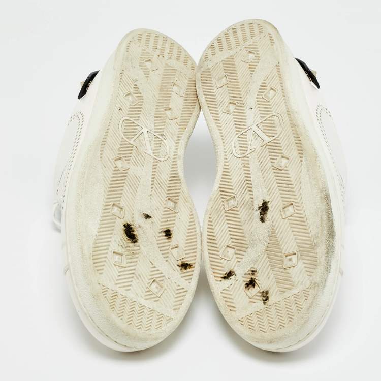 Pre Owned Valentino White Leather Backnet Lace Up Sneakers Size 46