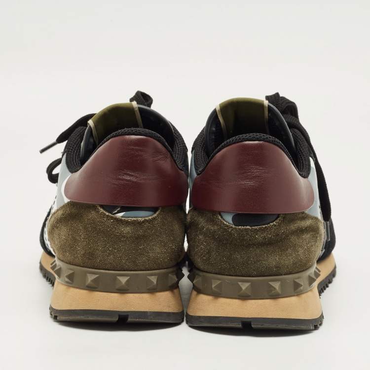 Pre Owned Valentino Multicolor Suede and Leather Rockrunner Lace Up Sneakers Size 44