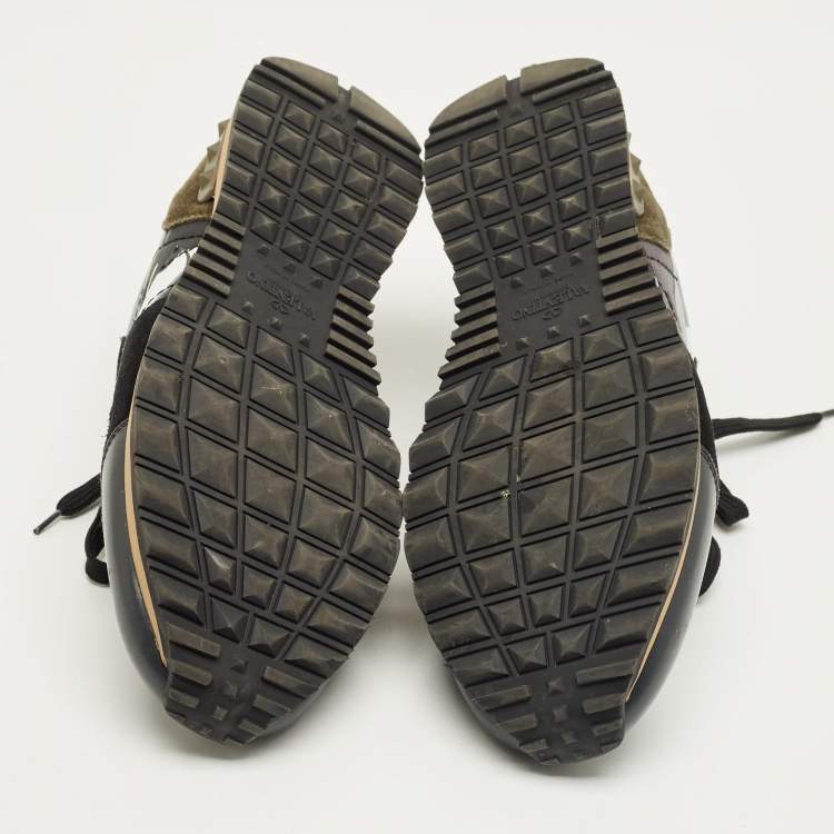 Pre Owned Valentino Multicolor Suede and Leather Rockrunner Lace Up Sneakers Size 44