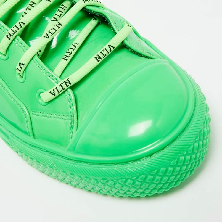 Pre Owned Valentino Giggies  Neon Green Patent Leather High Top Sneakers Size 41