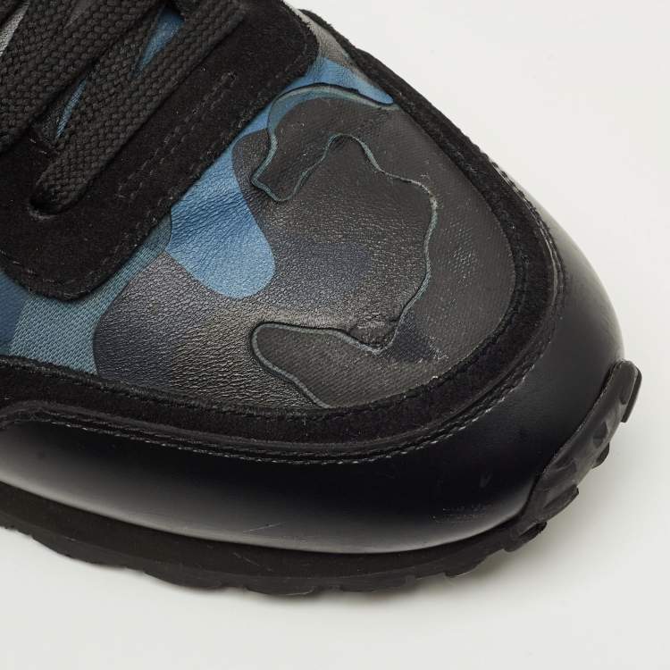 مملوكة مسبقًا Valentino Rockrunner Size 43 Black Canvas, Leather and Suede Lace Up Sneakers