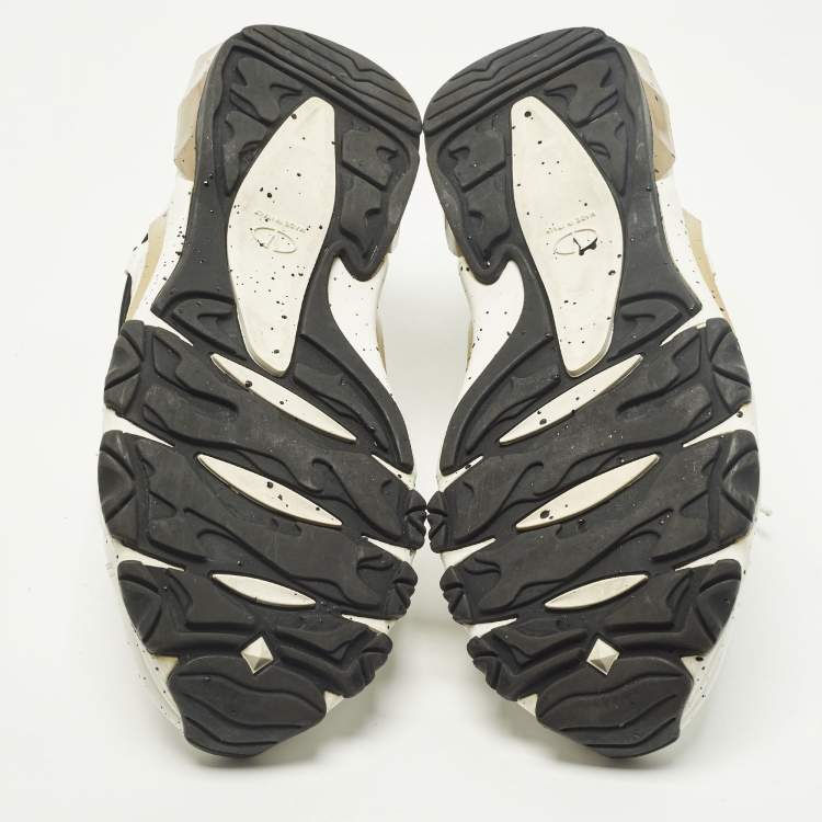 Pre Owned Valentino Bounce Size 41 White Leather Paint Splat Lace Up Sneakers