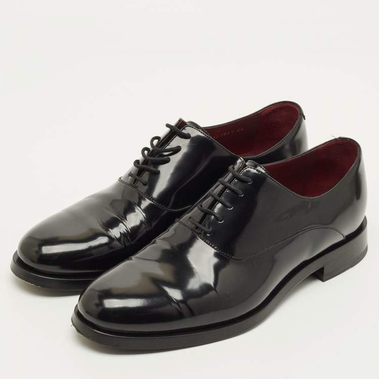 Pre Owned Valentino Size 44 Black Leather Lace Up Derby
