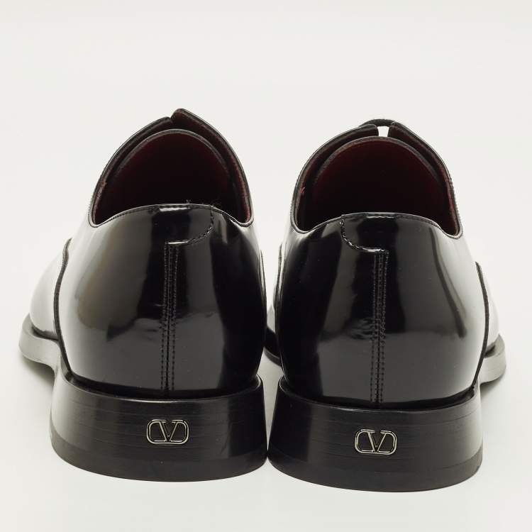 Pre Owned Valentino Size 44 Black Leather Lace Up Derby