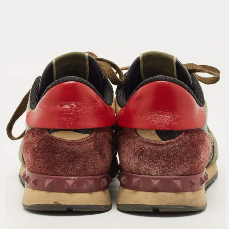 Pre Owned Valentino Rockrunner Size 41 Multicolor Leather and Suede Lace Up Sneakers