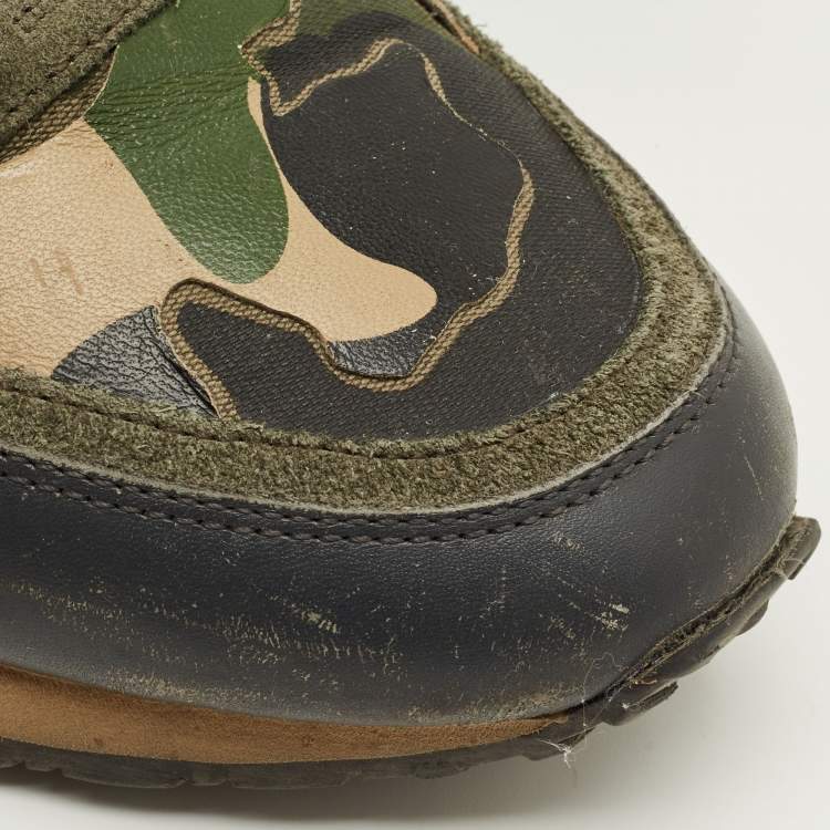 Pre Owned Valentino Rockrunner Size 41 Multicolor Leather and Suede Lace Up Sneakers