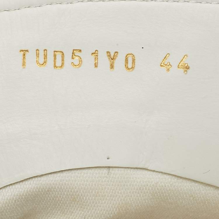 Pre Owned Valentino Giggies Size 44 White Canvas Flower Cap Toe High Top Sneakers