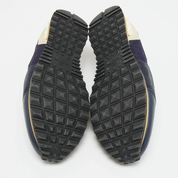 Pre Owned Valentino Rockrunner Size 44 Multicolor Mesh and Suede Lace Up Sneakers