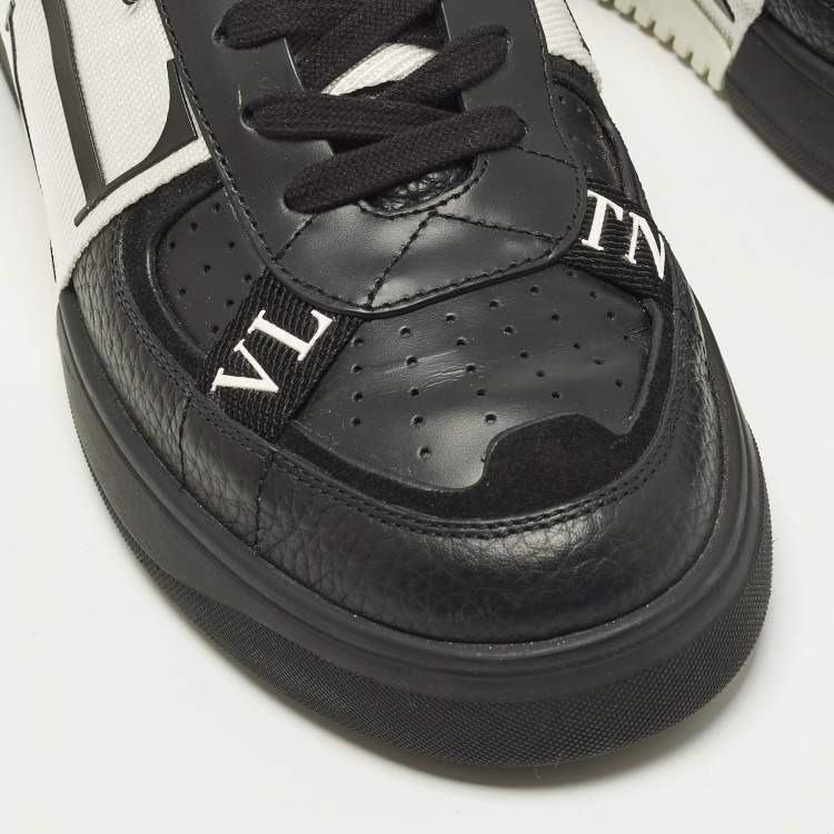 Pre Owned Valentino VL7N Size 42.5 Black Leather Low Top Sneakers