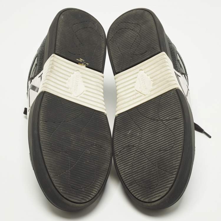 Pre Owned Valentino VL7N Size 42.5 Black Leather Low Top Sneakers
