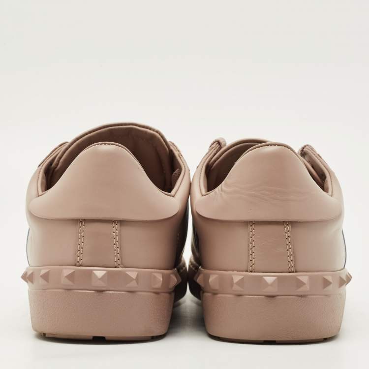 Pre Owned Valentino Open Size 43 Beige/Blue Leather Lace Up Sneakers