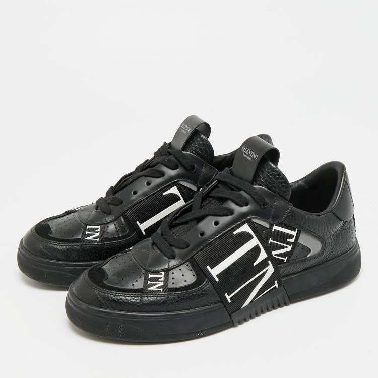 Pre Owned Valentino VL7N Size 40 Black Leather Lace Up Sneakers