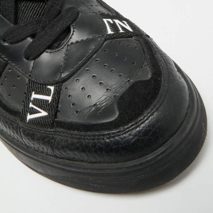 Pre Owned Valentino VL7N Size 40 Black Leather Lace Up Sneakers