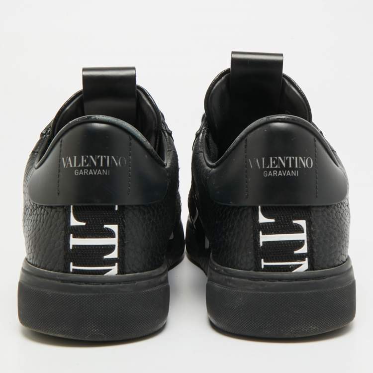 Pre Owned Valentino VL7N Size 40 Black Leather Lace Up Sneakers