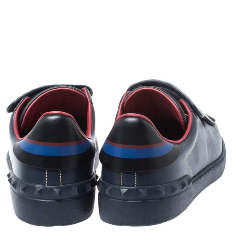 Pre Owned Valentino Blue/Red Leather Super H Low Top Sneakers Size 41