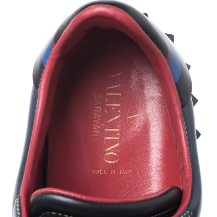 Pre Owned Valentino Blue/Red Leather Super H Low Top Sneakers Size 41