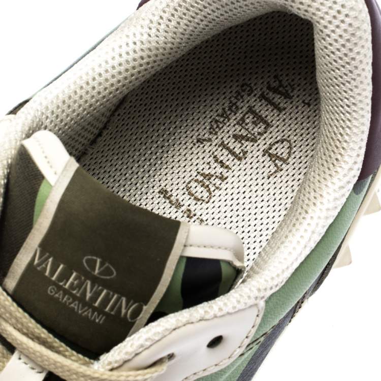 Pre Owned Valentino Multicolor Camouflage Canvas and Leather Rockrunner Sneakers Size 41