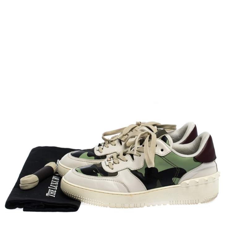 Pre Owned Valentino Multicolor Camouflage Canvas and Leather Rockrunner Sneakers Size 41