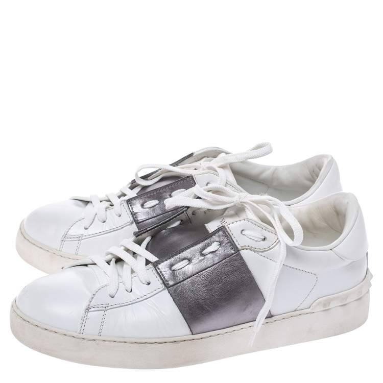 Pre Owned Valentino Two Tone Leather Open Sneakers Size 40