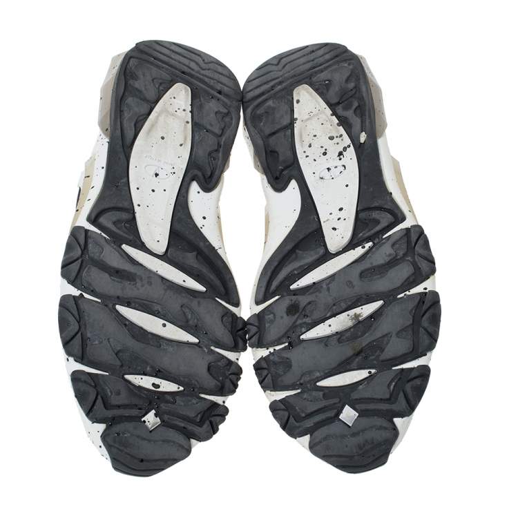 Pre Owned Valentino White/Black Paint Splat Leather Bounce Low-Top Sneakers Size 42