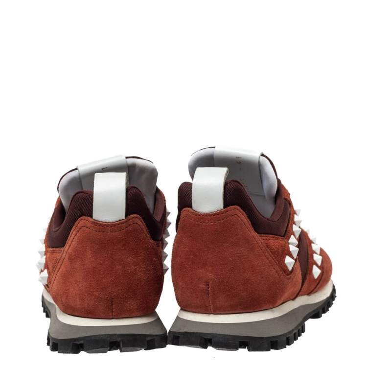 Pre Owned Valentino 2 Tone Suede And Canvas Rockstud Sneakers Size 41