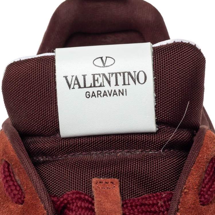Pre Owned Valentino 2 Tone Suede And Canvas Rockstud Sneakers Size 41