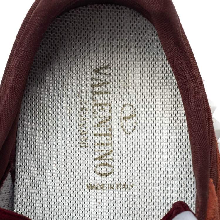 Pre Owned Valentino 2 Tone Suede And Canvas Rockstud Sneakers Size 41