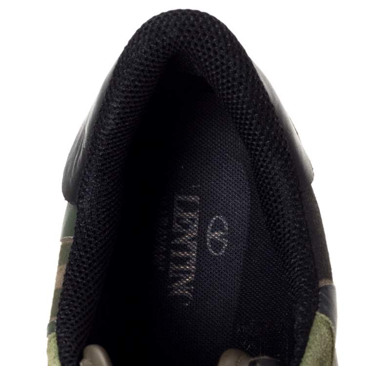 Pre Owned Valentino Multicolor Camo Butterfly Printed Rockrunner Sneakers Size 45