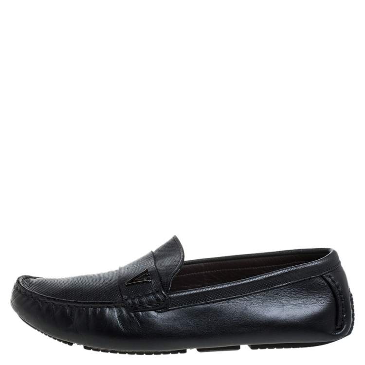 Pre Owned Valentino Black Perforated Leather Driving Loafers Size 41