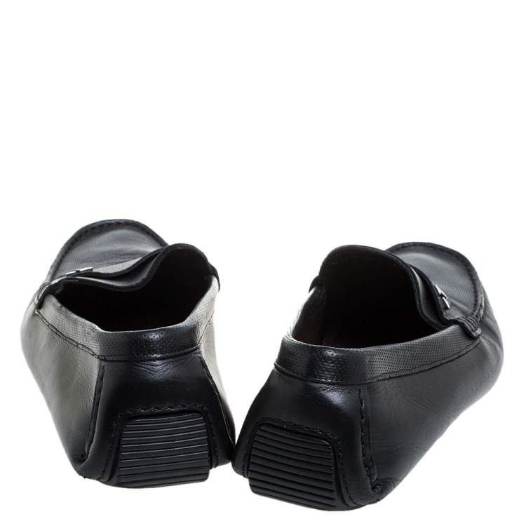 Pre Owned Valentino Black Perforated Leather Driving Loafers Size 41
