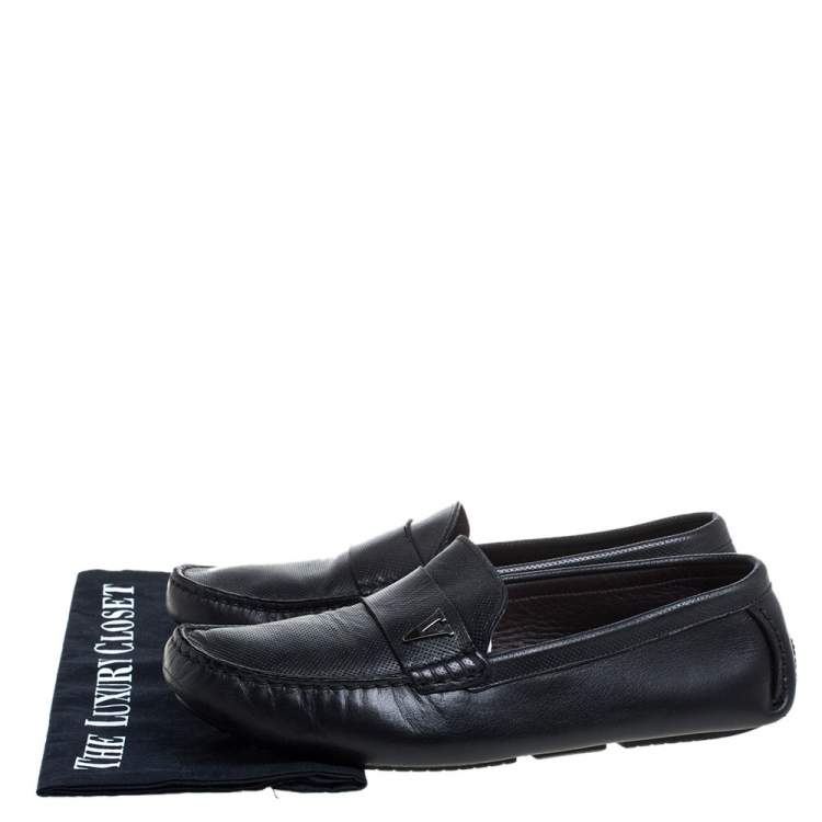 Pre Owned Valentino Black Perforated Leather Driving Loafers Size 41