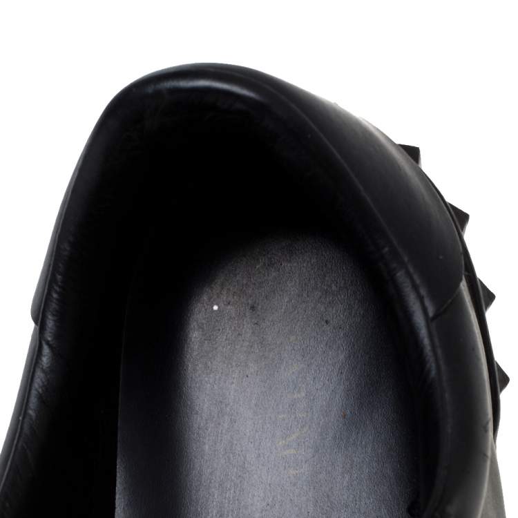 Pre Owned Valentino Black Leather Studded Low Top Sneakers Size 43