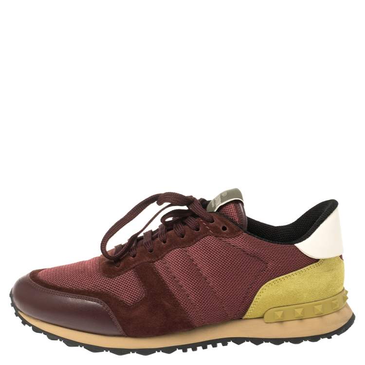 Pre Owned Valentino Multicolor Mesh And Suede Leather Rockrunner Low Top Sneakers Size 43.5