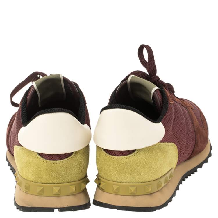 Pre Owned Valentino Multicolor Mesh And Suede Leather Rockrunner Low Top Sneakers Size 43.5