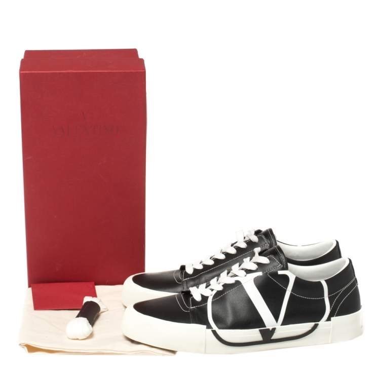Pre Owned Valentino Black Leather Tricks Low Top Sneakers Size 42