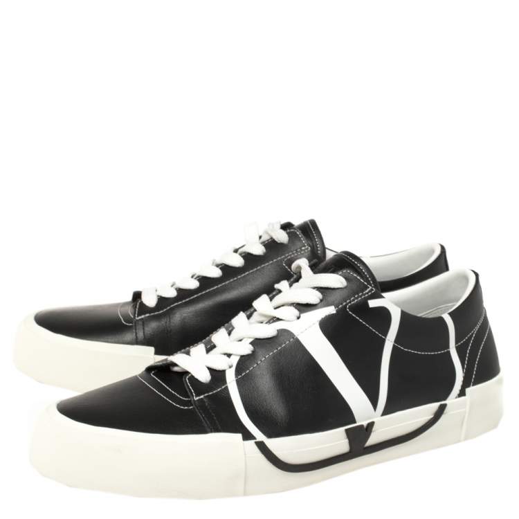 Pre Owned Valentino Black Leather Tricks Low Top Sneakers Size 42