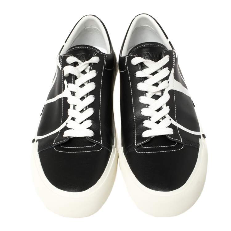Pre Owned Valentino Black Leather Tricks Low Top Sneakers Size 42