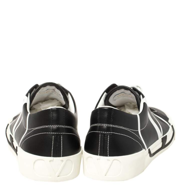 Pre Owned Valentino Black Leather Tricks Low Top Sneakers Size 42