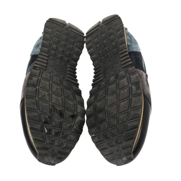 مملوكة مسبقًا Valentino Black Suede Leather And Mesh Rockrunner Low Top Sneakers Size 43