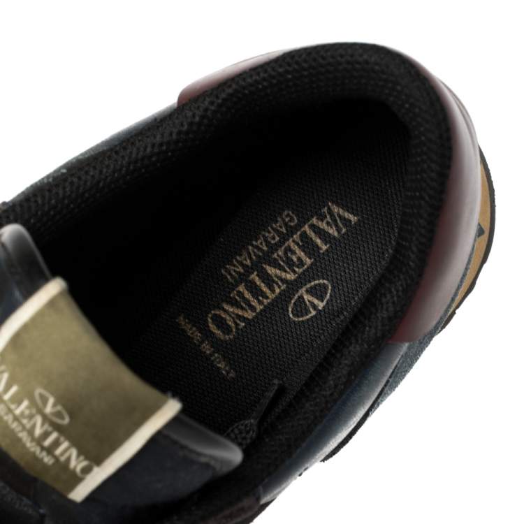 مملوكة مسبقًا Valentino Black Suede Leather And Mesh Rockrunner Low Top Sneakers Size 43