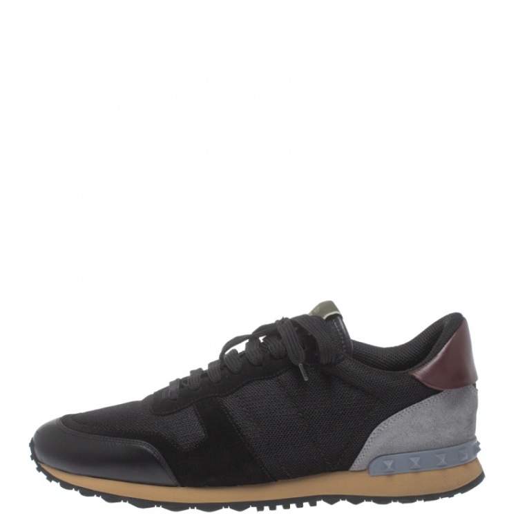 Pre Owned Valentino Multicolor Mesh and Leather Rockrunner Sneakers Size 43