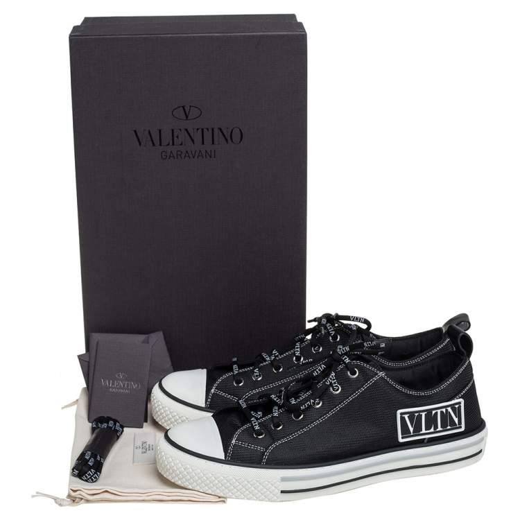 Pre Owned Valentino Black/White Mesh And Rubber Low Top  Giggies Sneakers Size 41