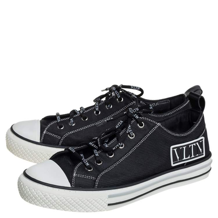 Pre Owned Valentino Black/White Mesh And Rubber Low Top  Giggies Sneakers Size 41